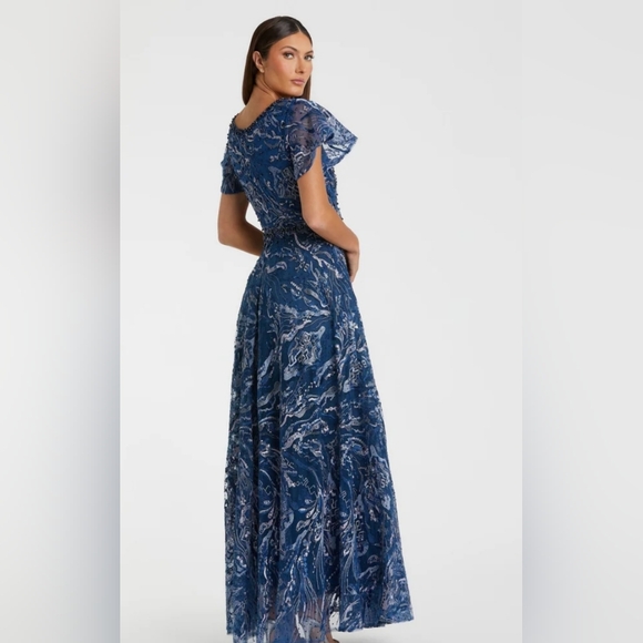 Mac Duggal Embellished Illusion Butterfly Sleeve A-Line Gown SZ 16 NWT - Picture 4 of 15